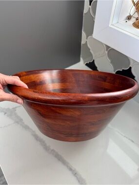 Teak wood salad serving bowl large  Vintage